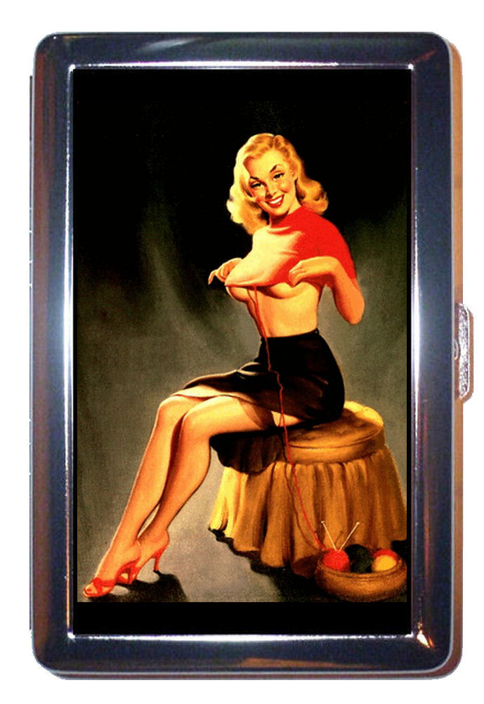 KNITTING RETRO PIN UP GIRL ID OR CIGARETTE CASE WALLET  